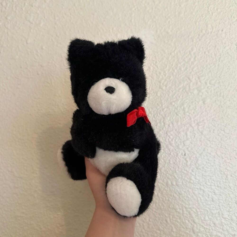 Vintage Halmark Black and White Plush Bear 1990